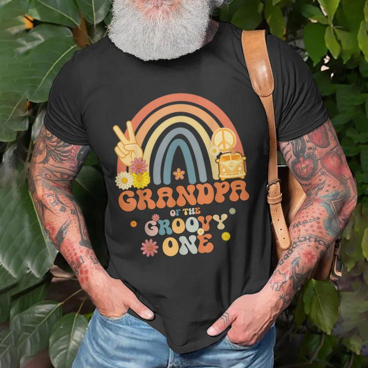 Grandpa Of The Groovy One Rainbow Boho Birthday Party Old Men T-shirt Gifts for Old Men