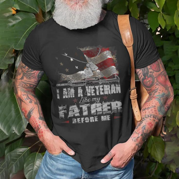 I Am A Veteran Like My Father Before Me Flag Usa Old Men T-shirt Gifts for Old Men