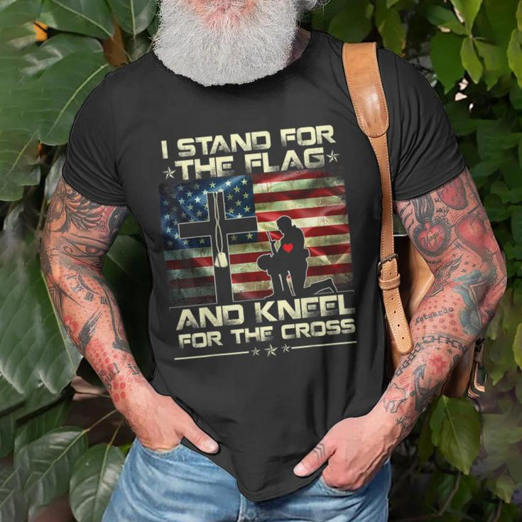 I Stand For The Flag And Kneel For The Cross Military Old Men T-shirt Gifts for Old Men