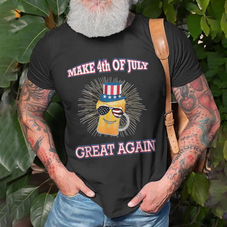 Make 4Th Of July Great Again Trump Uncle Sam Us Flag Beer Old Men T-shirt Gifts for Old Men