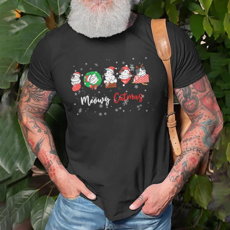 Meowy Catmas Funny Christmas Cat Kitten Lover Kids Mom Dad Old Men T-shirt Gifts for Old Men