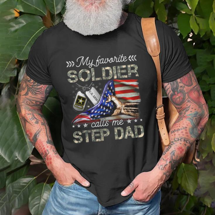 My Favorite Soldier Calls Me Step Dad Army Graduation Old Men T-shirt Gifts for Old Men