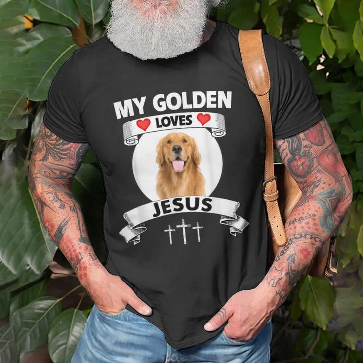My Golden Retriever Loves Jesus Christian Family Dog Mom Dad Old Men T-shirt Gifts for Old Men