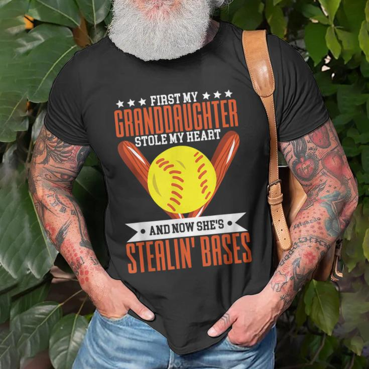 My Granddaughter Plays Softball Design For Grandparent Old Men T-shirt Gifts for Old Men