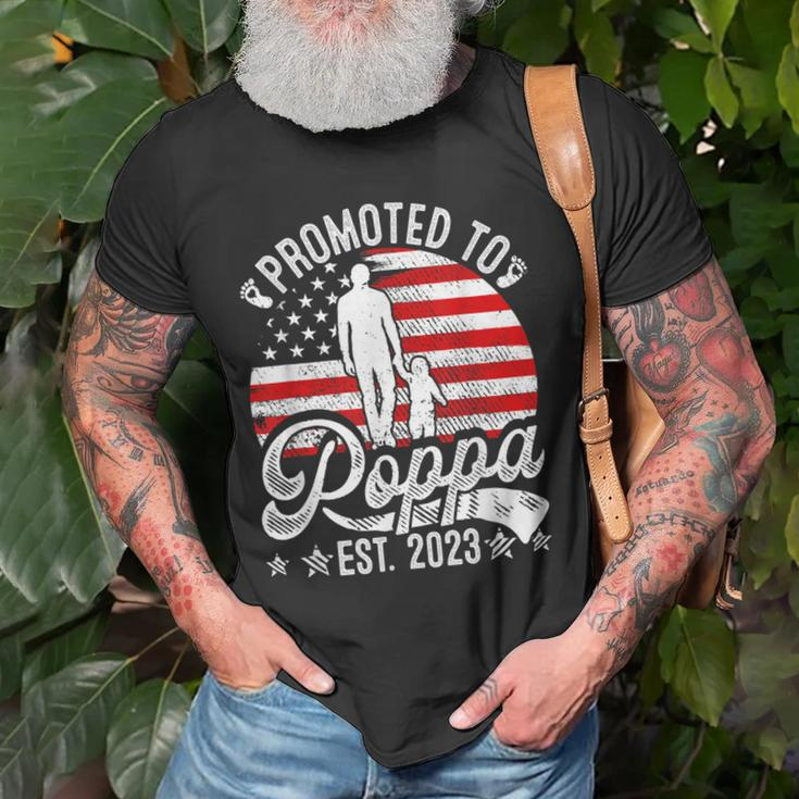 Patriotic Promoted To Poppa Est 2023 American Flag Gift For Mens Old Men T-shirt Gifts for Old Men