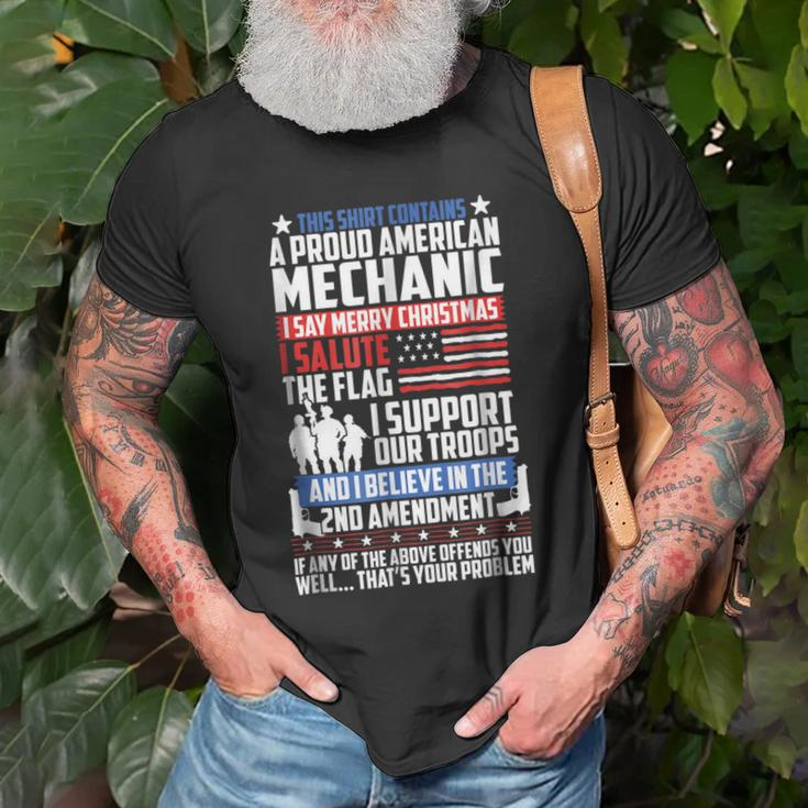 Proud American Mechanic Salute Support 2Nd Amendment Old Men T-shirt Gifts for Old Men