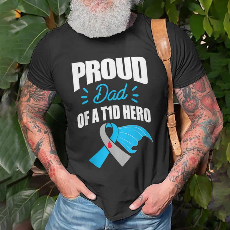 Proud Dad Of A T1d Hero Type 1 Diabetes Dad Awareness Old Men T-shirt Gifts for Old Men