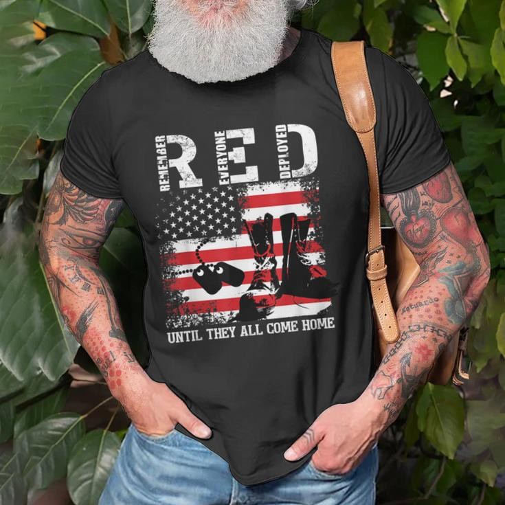 Red Friday Remember Everyone Deployed Usa Flag Army Military Old Men T-shirt Gifts for Old Men