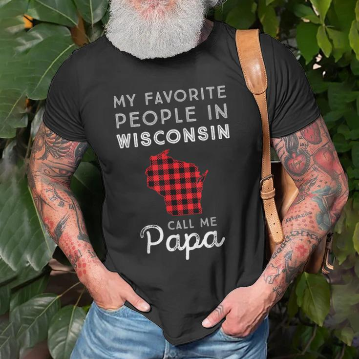 Red Plaid Dad Grandpa Gift Favorite People In Wisconsin Papa Gift For Mens Old Men T-shirt Gifts for Old Men