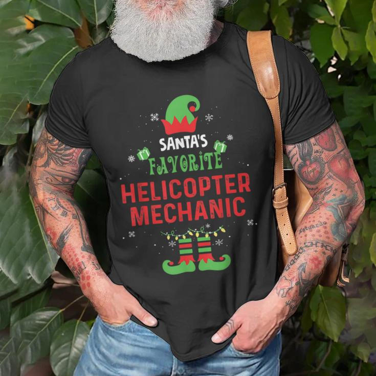 Santas Favorite Helicopter Mechanic Christmas Xmas Gift Old Men T-shirt Gifts for Old Men