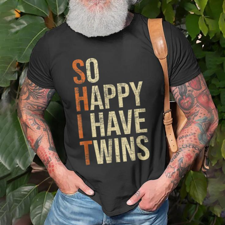 So Happy I Have Twins Twin Dad Father Mother Of Twins Gift For Mens Old Men T-shirt Gifts for Old Men