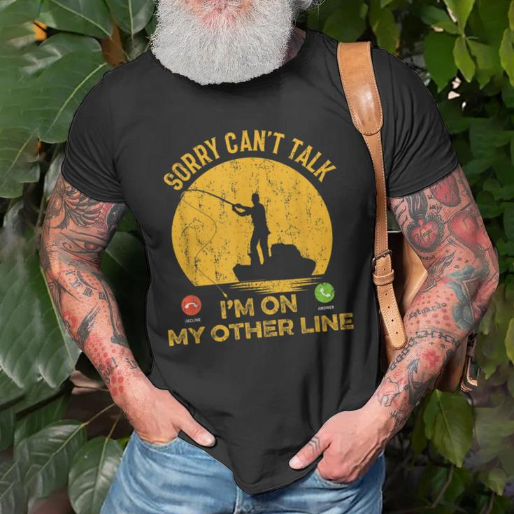 Sorry Cant Talk Funny Fishing Dad Mens Fish Bass Fishing Old Men T-shirt Gifts for Old Men