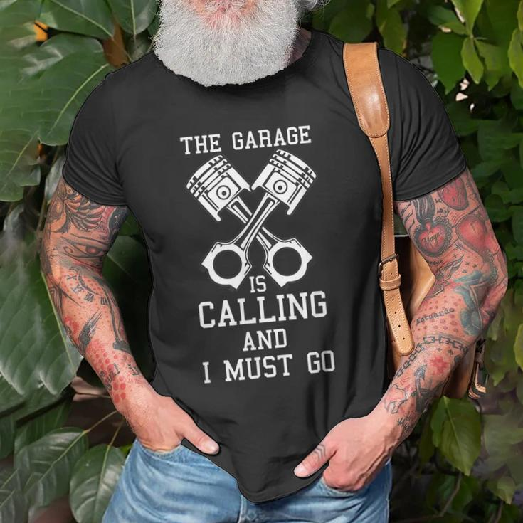 The Garage Is Calling And I Must Go Car Diesel Mechanic Gift For Mens Old Men T-shirt Gifts for Old Men