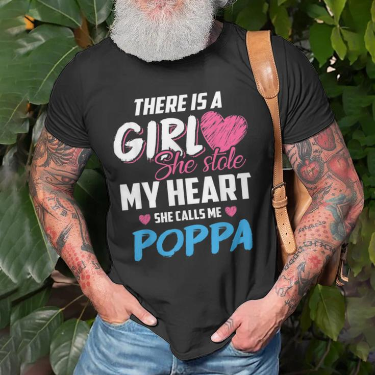 There Is A Girl She Stole My Heart She Calls Me Poppa Gift For Mens Old Men T-shirt Gifts for Old Men