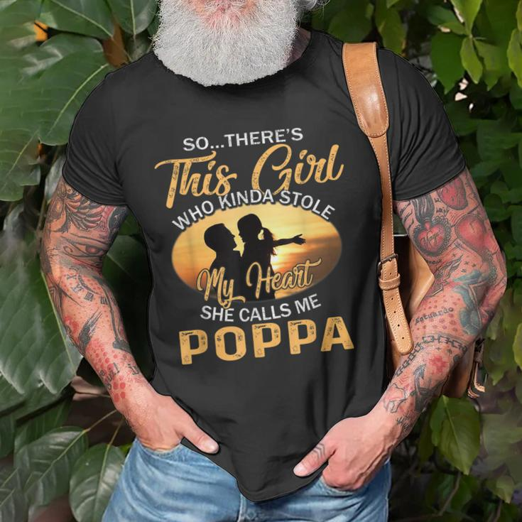 Theres This Girl Stole My Heart She Call Me Poppa Gift For Mens Old Men T-shirt Gifts for Old Men