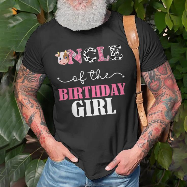 Uncle Of The Birthday For Girl Cow Farm 1St Birthday Cow Old Men T-shirt Gifts for Old Men