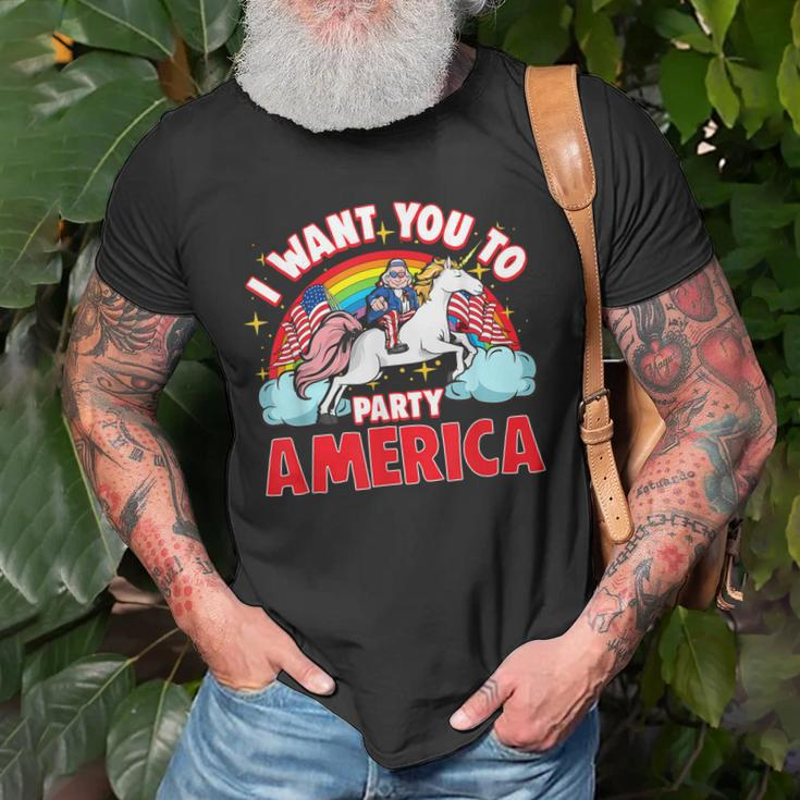 Uncle Sam Unicorn 4Th Of July American Flag Patriotic Usa Old Men T-shirt Gifts for Old Men