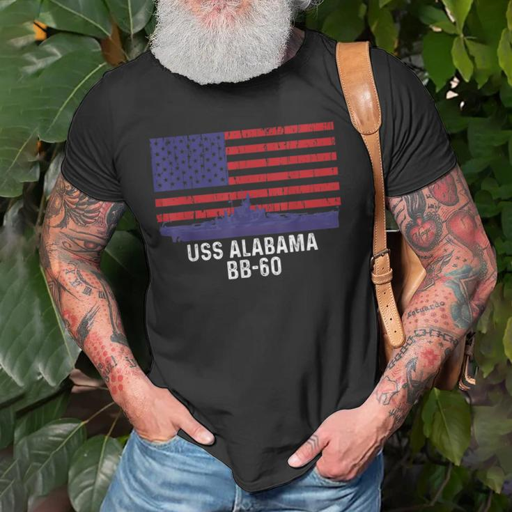 Uss Alabama Bb60 Battleship Vintage American Flag Old Men T-shirt Gifts for Old Men