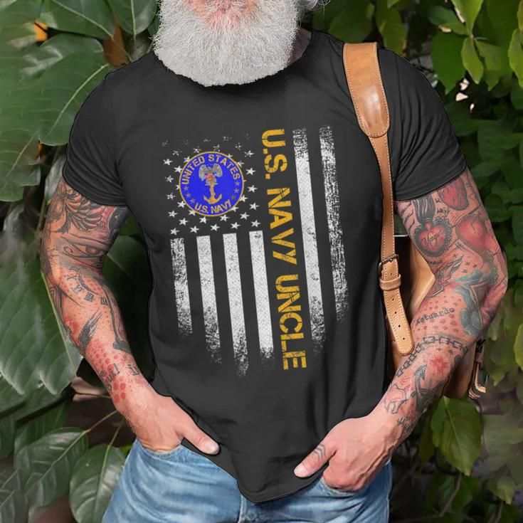 Vintage American Flag Proud Us Navy Uncle Veteran Military Old Men T-shirt Gifts for Old Men