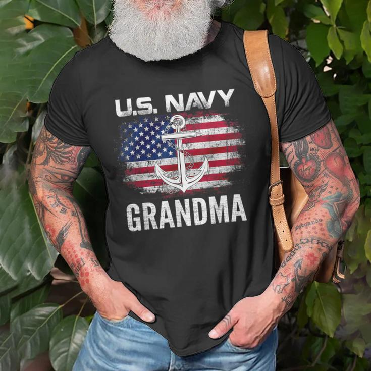 Vintage Us Navy With American Flag For Grandma Gift Old Men T-shirt Gifts for Old Men