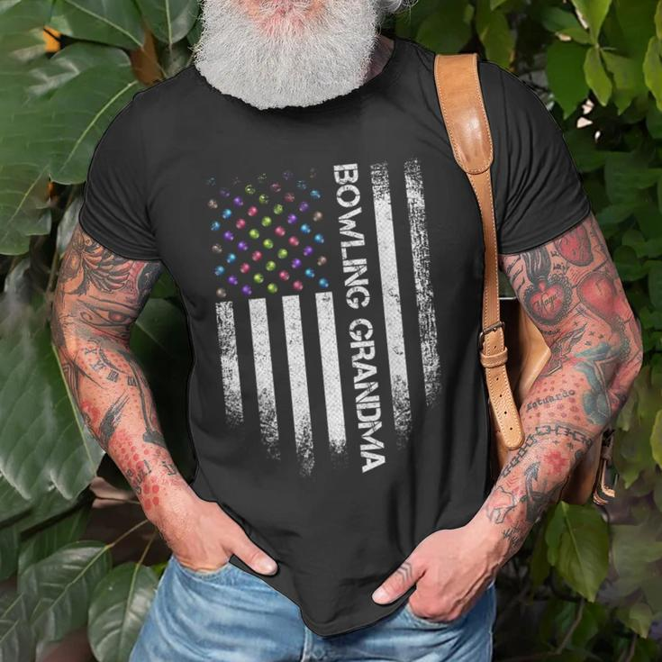 Vintage Usa American Flag Bowling Grandma Bowler Distressed Old Men T-shirt Gifts for Old Men