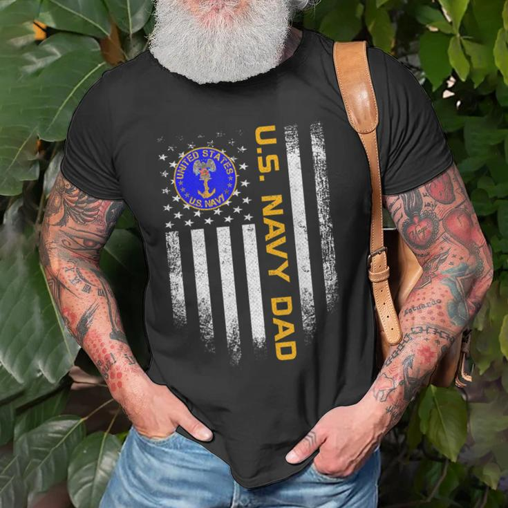 Vintage Usa American Flag Us Navy Proud Dad Veteran Military Old Men T-shirt Gifts for Old Men