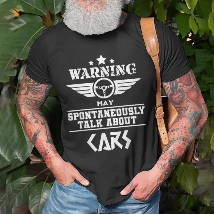 Warning Spontaneous Talking About Cars Motorist Mechanic Old Men T-shirt Gifts for Old Men