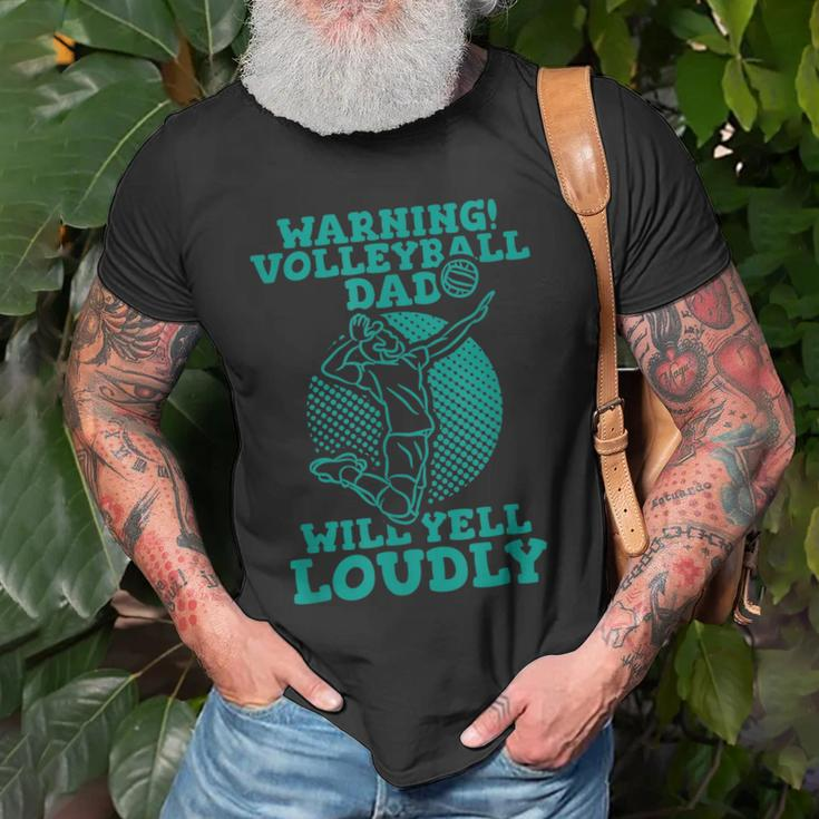 Warning Volleyball Dad Will Yell Loudly Gift For Mens Old Men T-shirt Gifts for Old Men