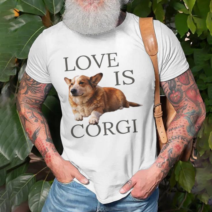Corgi Men Women Kids Love Is Dog Mom Dad Gift Pet Old Men T-shirt Gifts for Old Men