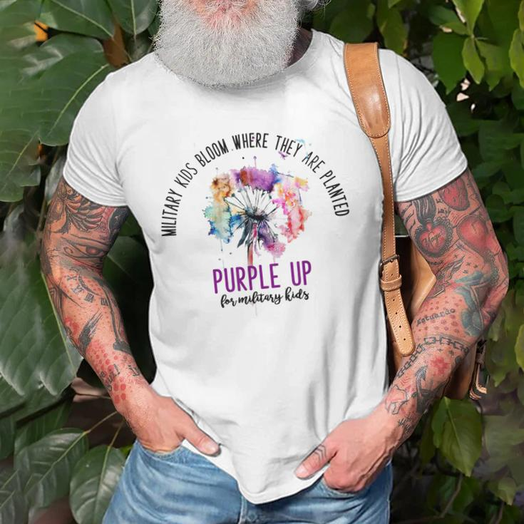 Floral Purple Up For Military Kids Month Military Child Old Men T-shirt Gifts for Old Men