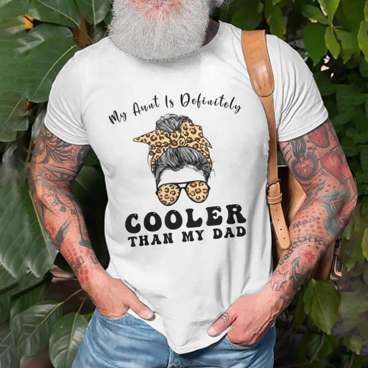 Leopard Messy Bun My Aunt Is Definitely Cooler Than My Dad Old Men T-shirt Gifts for Old Men