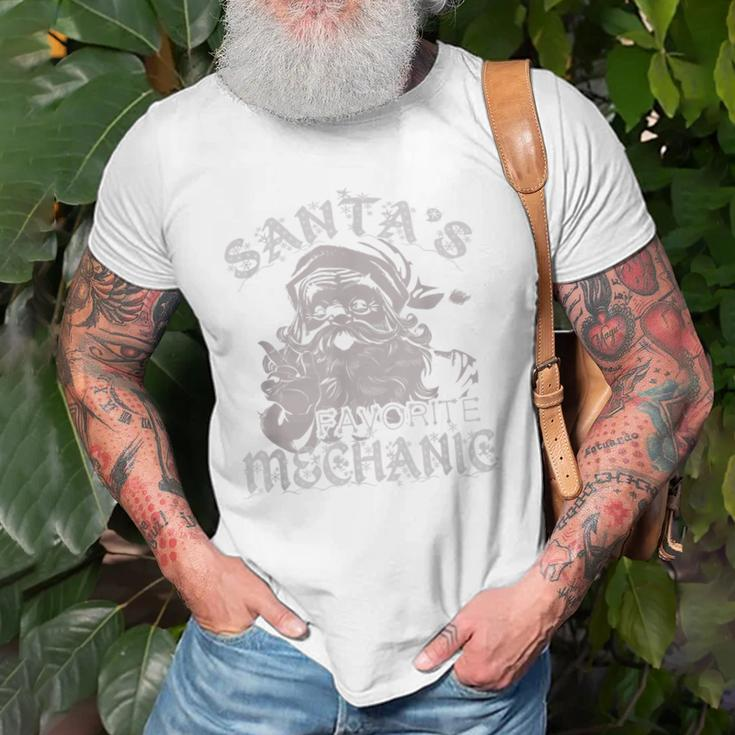 Santas Favorite Mechanic Christmas Holiday Old Men T-shirt Gifts for Old Men