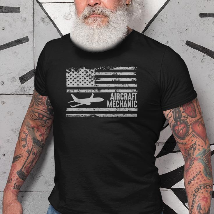 American Aircraft Mechanic United States Flag Gift Old Men T-shirt
