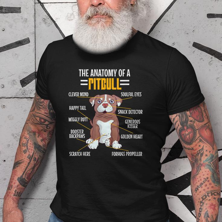 Anatomy Of A Pitbull Dog Lovers Mom Dad Resting Pit Face Old Men T-shirt