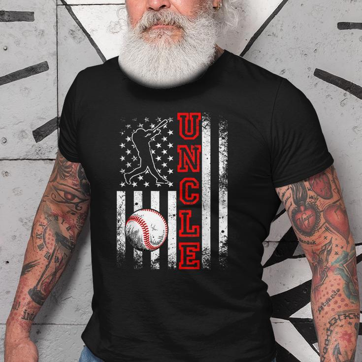 Baseball Uncle American Flag Funny Vintage Baseball Lovers Old Men T-shirt