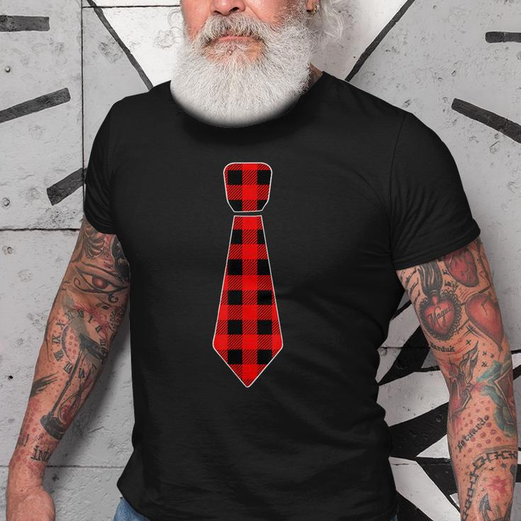 Christmas Gifts For Men Dad Family Buffalo Plaid Check Tie Old Men T-shirt