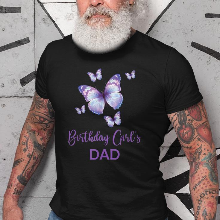 Dad Of The Birthday Girl Butterfly Family 1St Birthday Old Men T-shirt