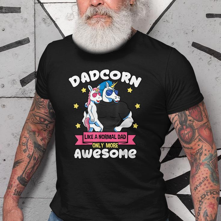 Dadcorn 1 Kid Fathers Day Dad Unicorn Daughter Girl Old Men T-shirt