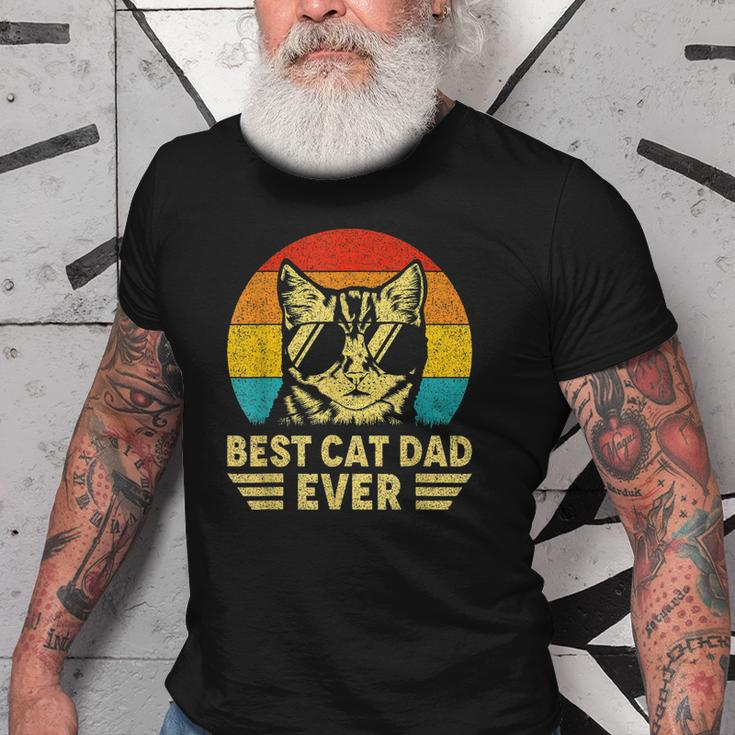Fathers Day Vintage Best Cat Dad Ever Retro Gift For Cat Old Men T-shirt