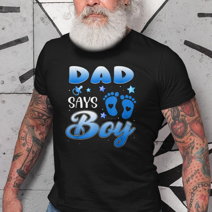 Gender Reveal Dad Says Boy Baby Party Matching Family Old Men T-shirt