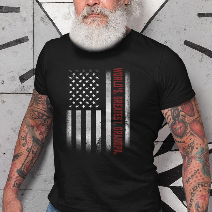Gifts For Papa Worlds Greatest Grandpa American Flags Gift For Mens Old Men T-shirt