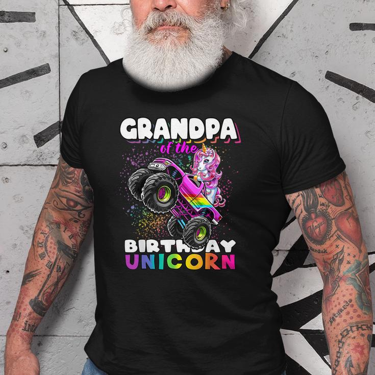 Grandpa Of Birthday Unicorn Monster Truck Matching Family Gift For Mens Old Men T-shirt