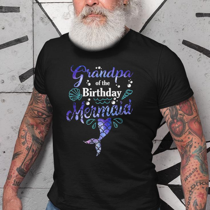 Grandpa Of The Birthday Mermaid Birthday Party Mermaid Dad Old Men T-shirt