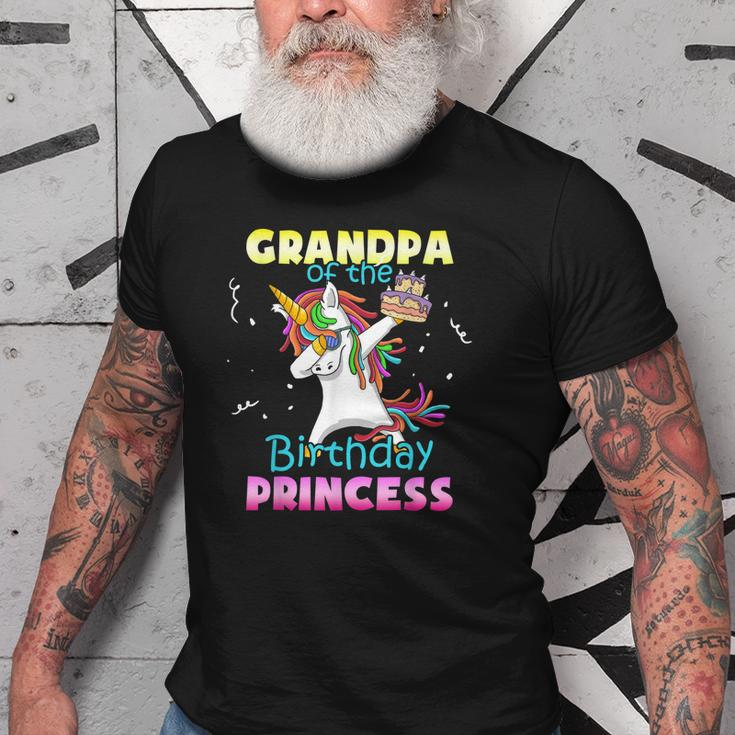 Grandpa Of The Birthday Princess Funny Unicorn Dabbing Girl Old Men T-shirt