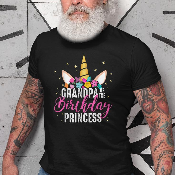 Grandpa Of The Birthday Princess Gifts Unicorn Birthday Old Men T-shirt