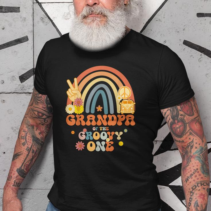 Grandpa Of The Groovy One Rainbow Boho Birthday Party Old Men T-shirt