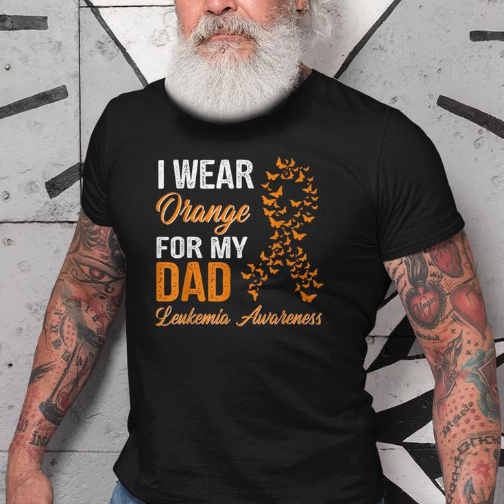 I Wear Orange For My Dad Leukemia Awareness Ribbon Old Men T-shirt
