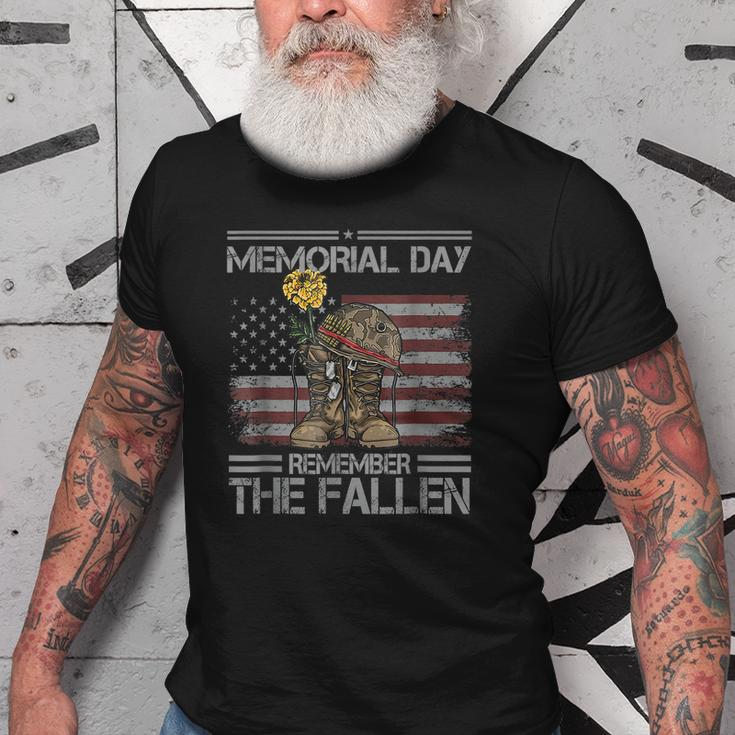 Memorial Day Remember The Fallen Military Usa Flag Vintage Old Men T-shirt