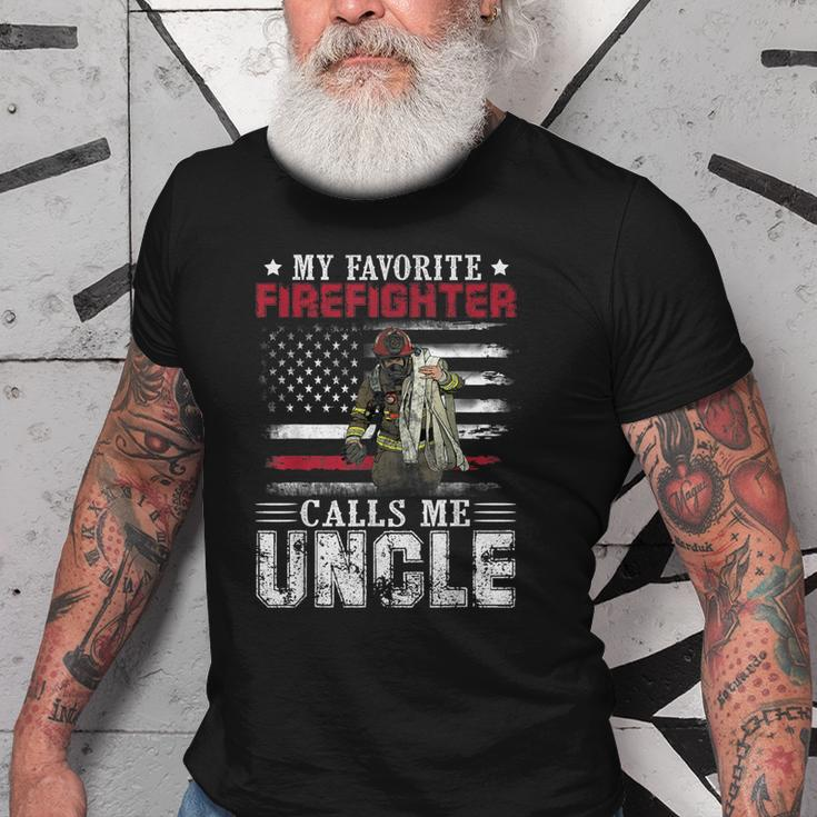 My Favorite Firefighter Calls Me Uncle American Flag Gift Old Men T-shirt