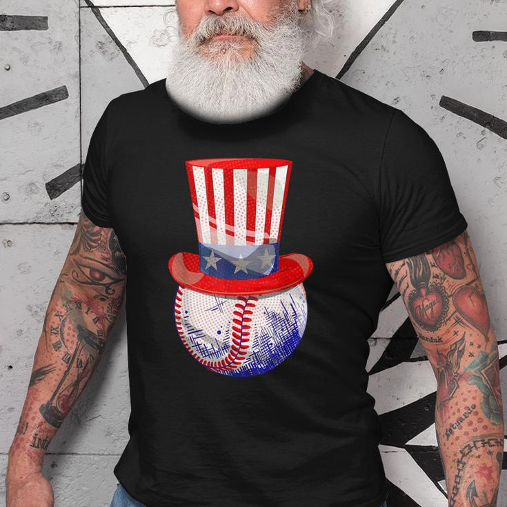 Patriotic Baseball Ball American Uncle Sam Flag 4Th Of July Old Men T-shirt